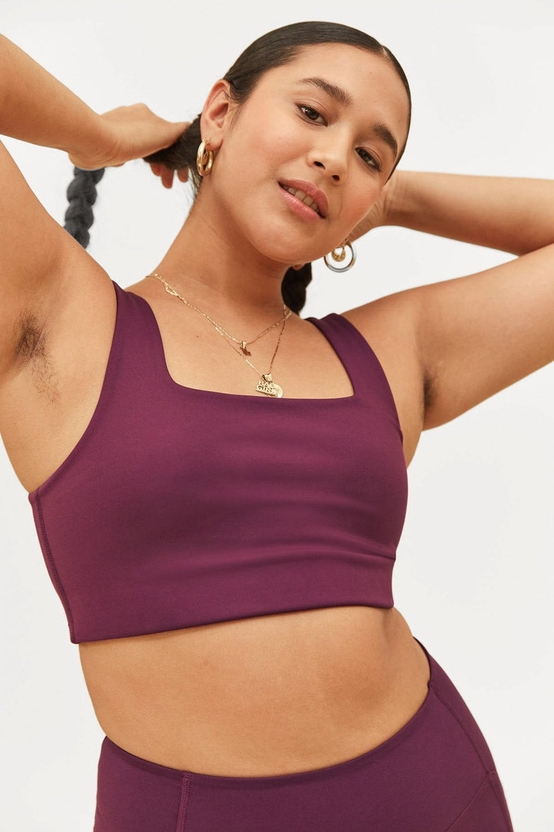 Plum Tommy Cropped Bra — Girlfriend Collective