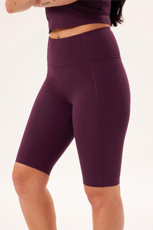 Plum Compressive Long High Rise Bike Short