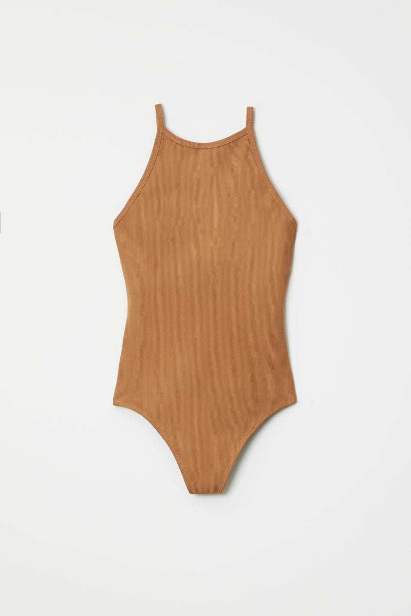 Copper Marlow High Neck Bodysuit — Girlfriend Collective