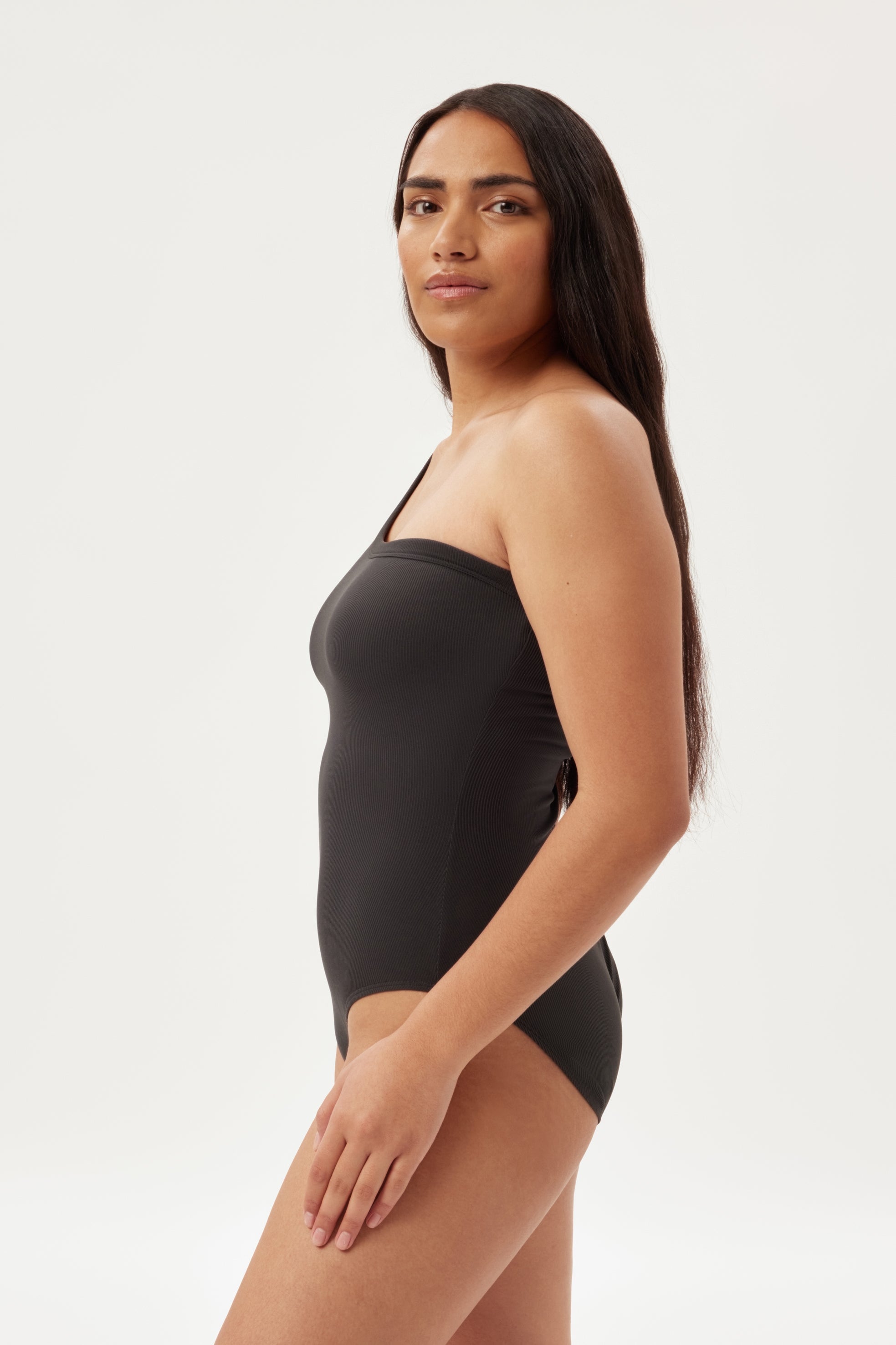 Topshop bandeau bodysuit in black