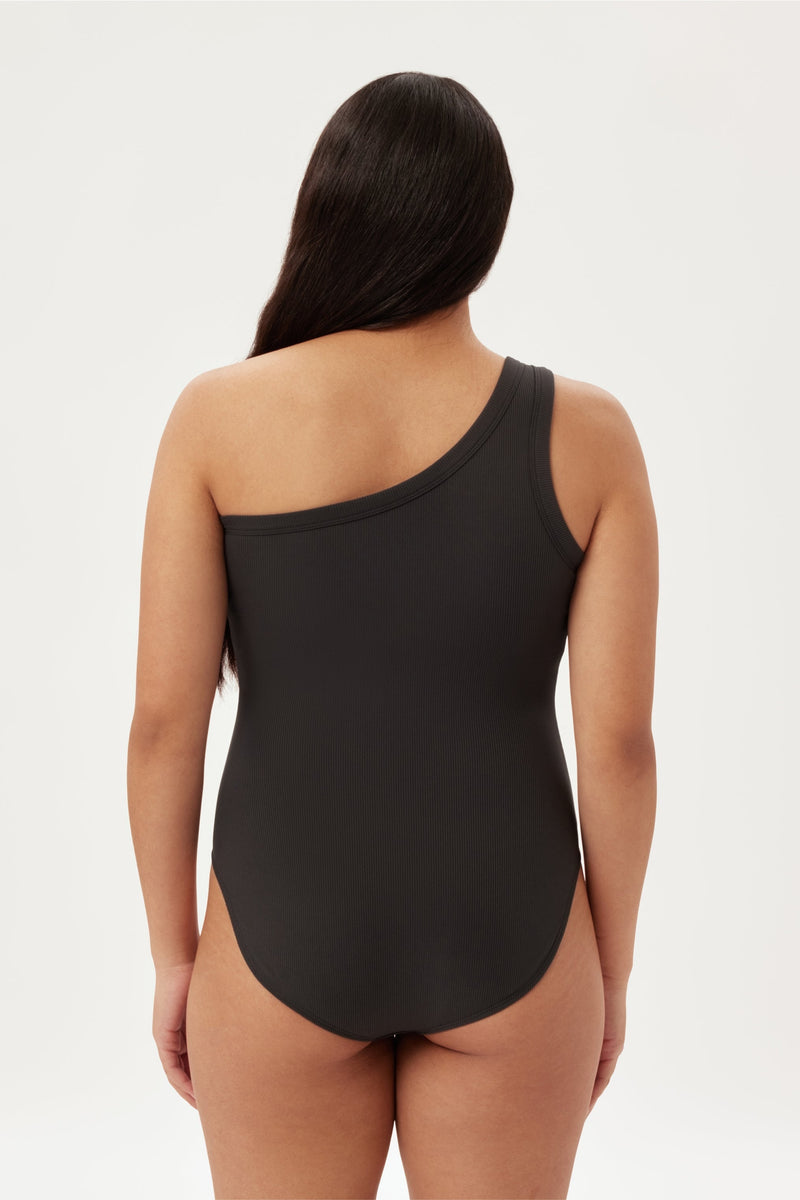 Black Tate One Shoulder Bodysuit — Girlfriend Collective