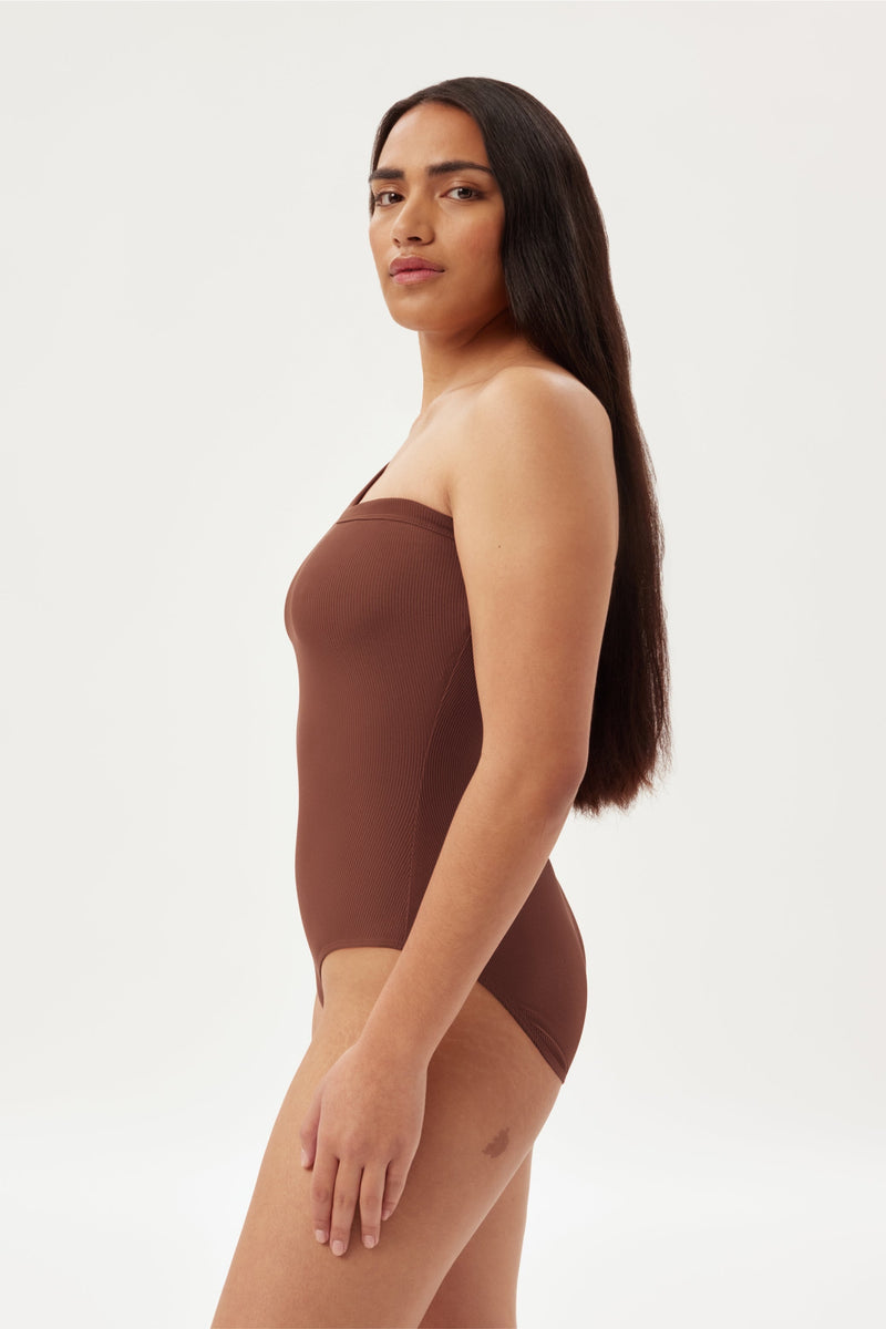 Walnut Tate One Shoulder Bodysuit — Girlfriend Collective