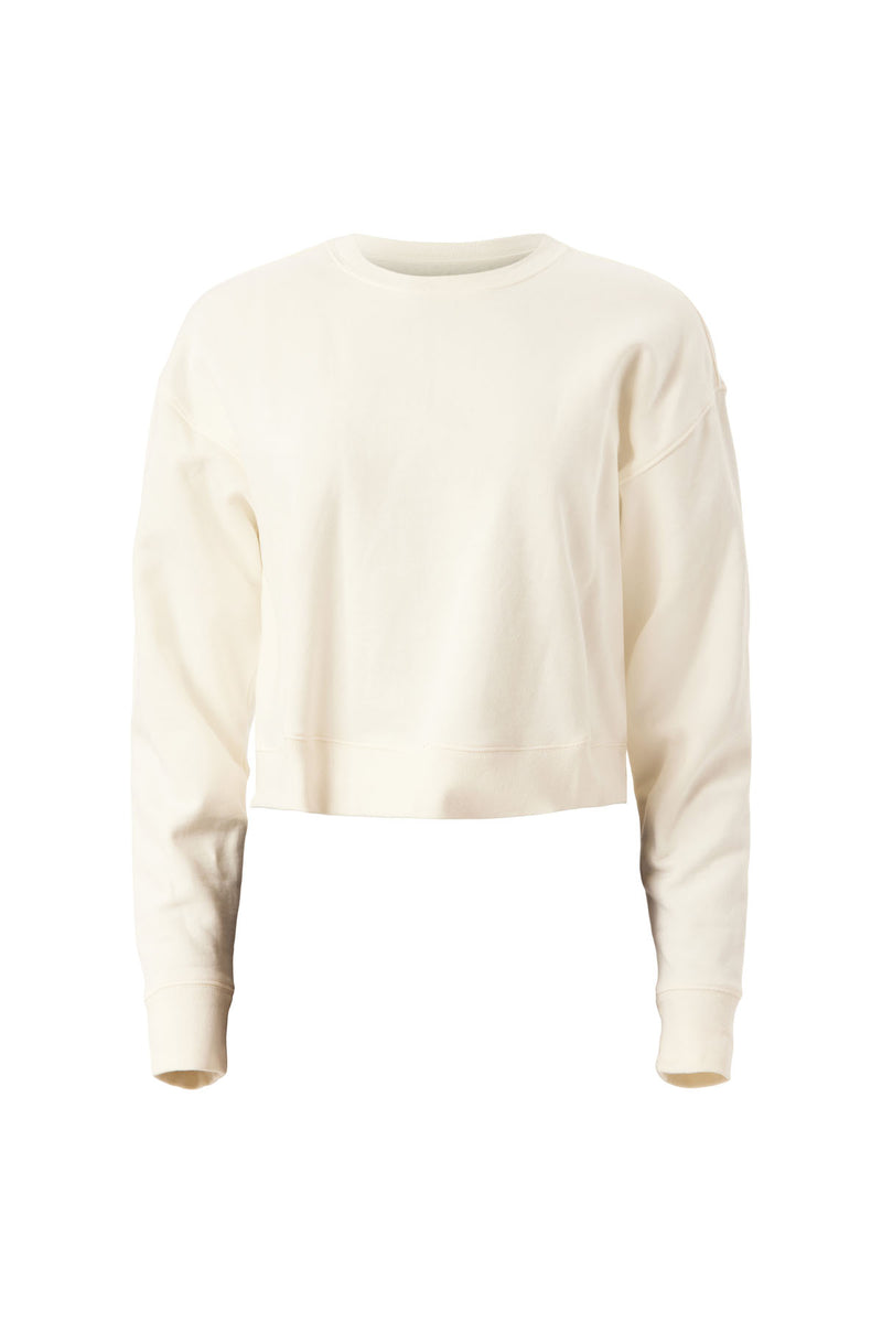 Cream Basic Crew Neck Crop Sweater