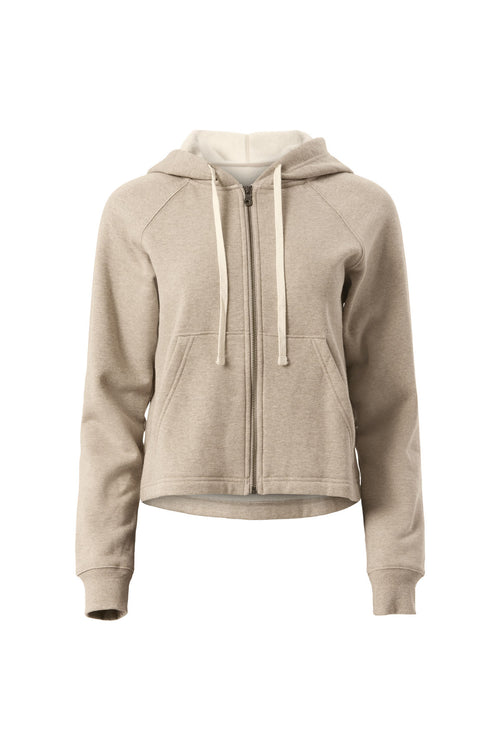 Porcini Heather 50/50 Cropped-Zip Hoodie