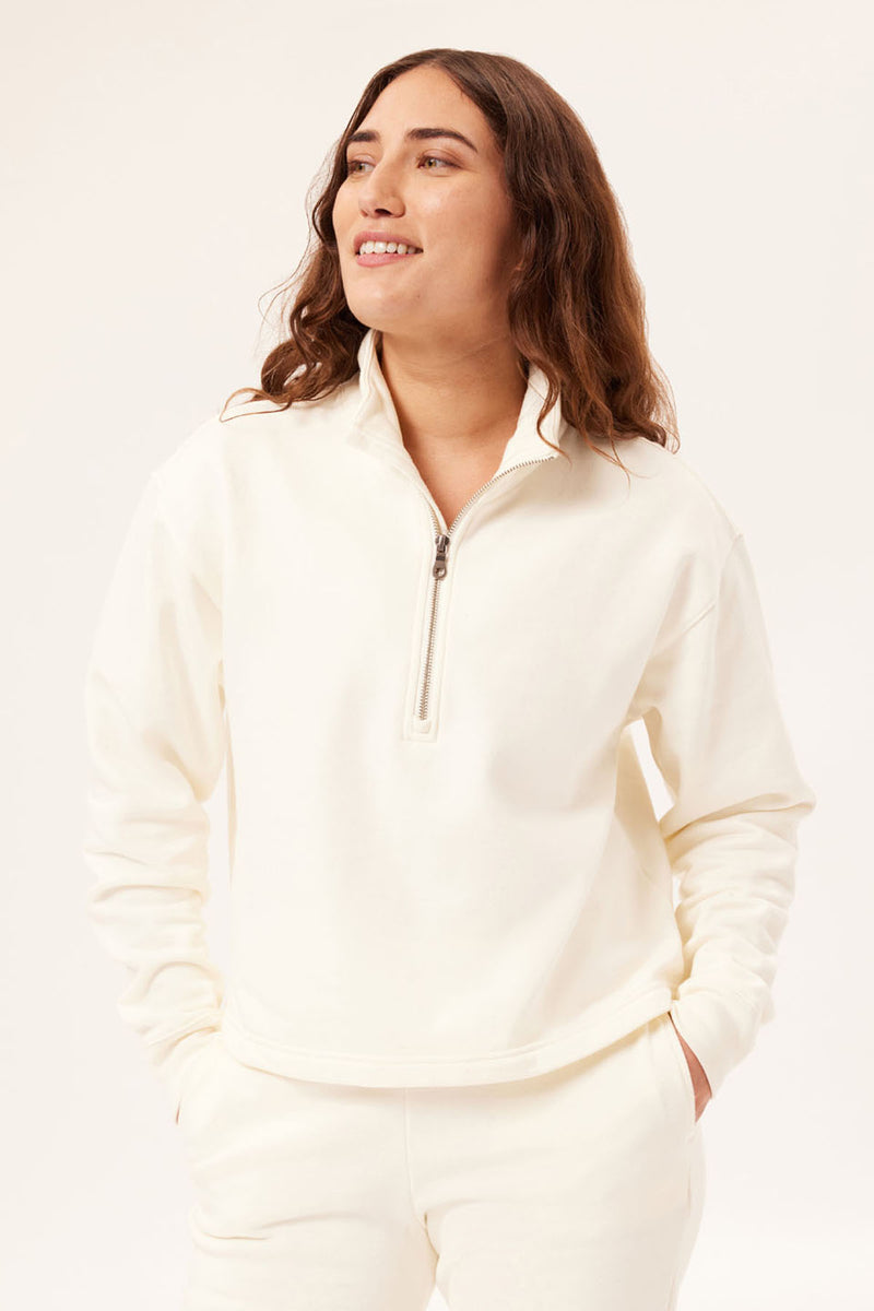 Ivory 50/50 Half-Zip Sweatshirt — Girlfriend Collective