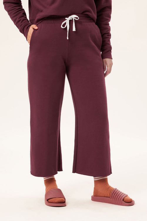 Wine 50/50 Wide Leg Sweatpant