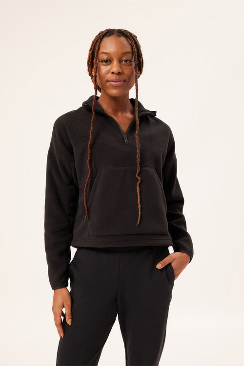 Black Micro Fleece Half Zip Jacket