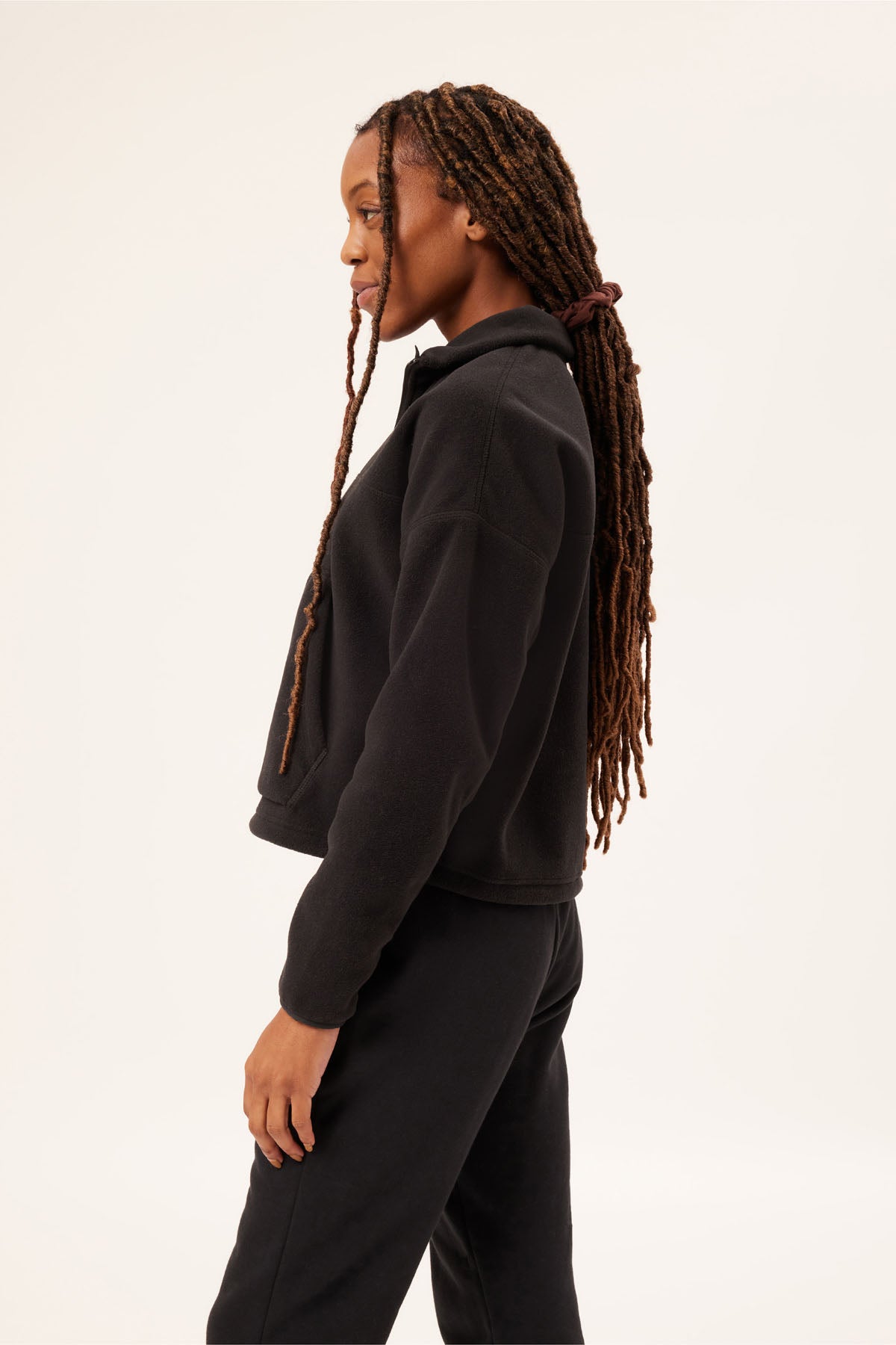 Black Micro Fleece Half Zip Jacket — Girlfriend Collective