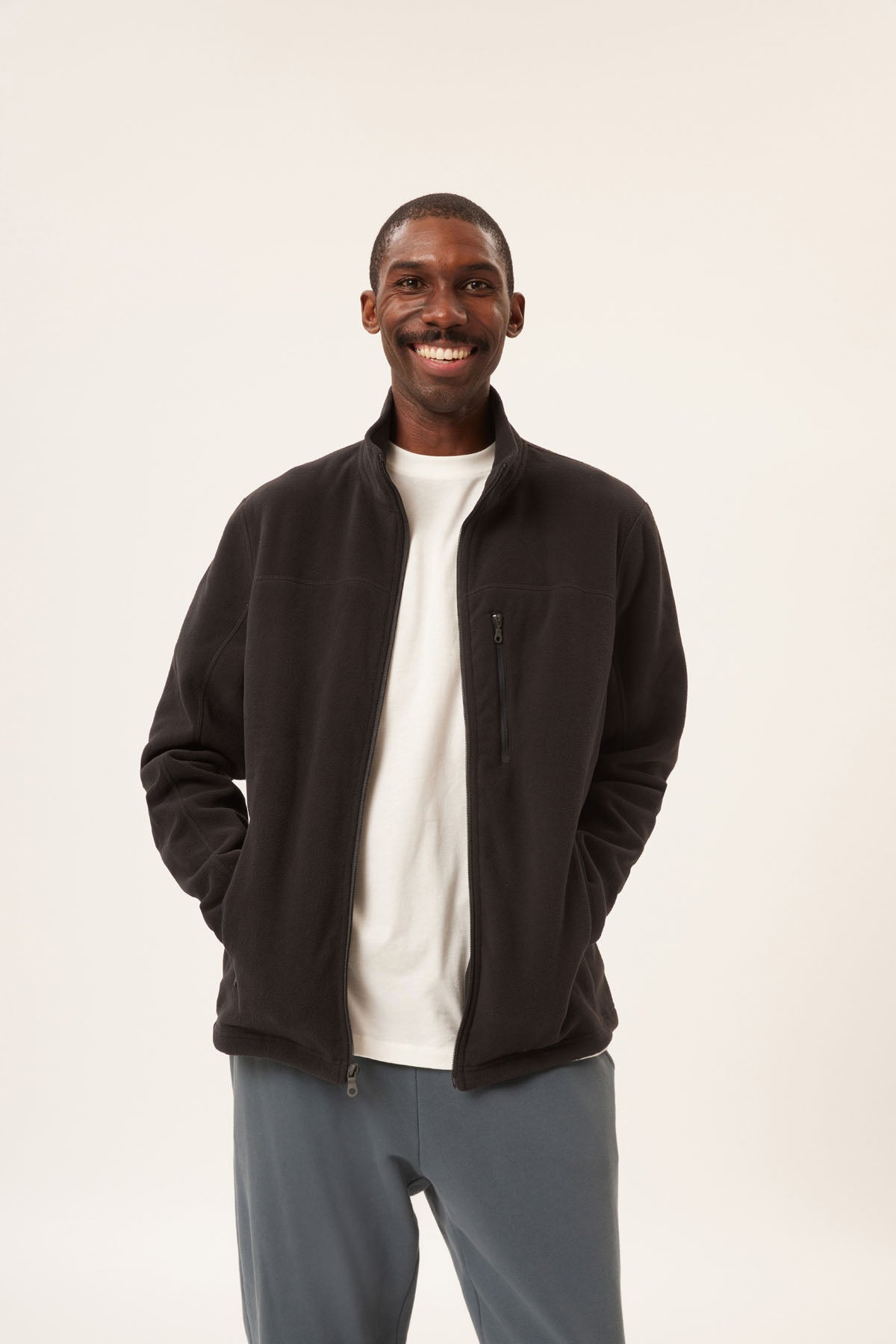 Black Relaxed Fit Micro Fleece Jacket
