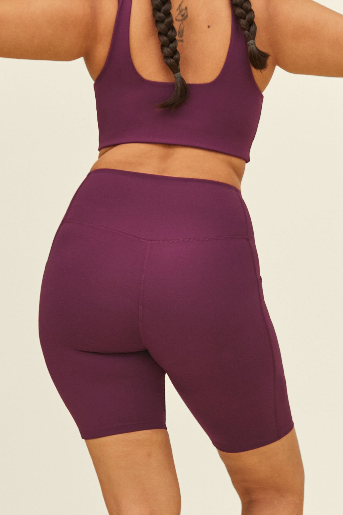 Girlfriend Collective Plum High-Rise Bike Shorts Small - $30 - From Julie