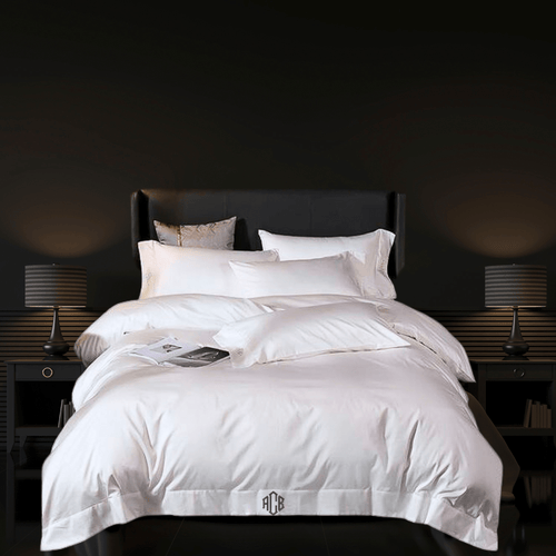 Châteaux XI - Monogram Duvet Cover + 2 Monogram Pillowcases (White)