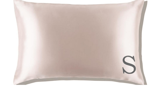 MONOGRAM SILK PILLOWCASE - ROSE GOLD