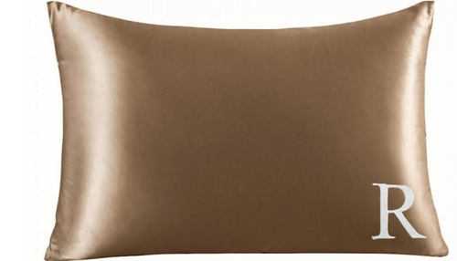 MONOGRAM SILK PILLOWCASE -  COPPER