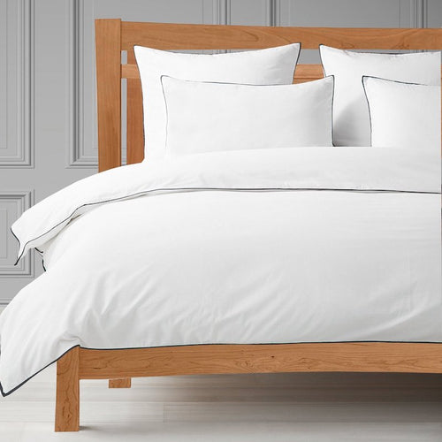 500TC Sateen White Duvet Cover with Grey Piping - RELEASE 8