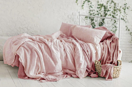 Rosé Stone-Washed Linen Duvet Cover