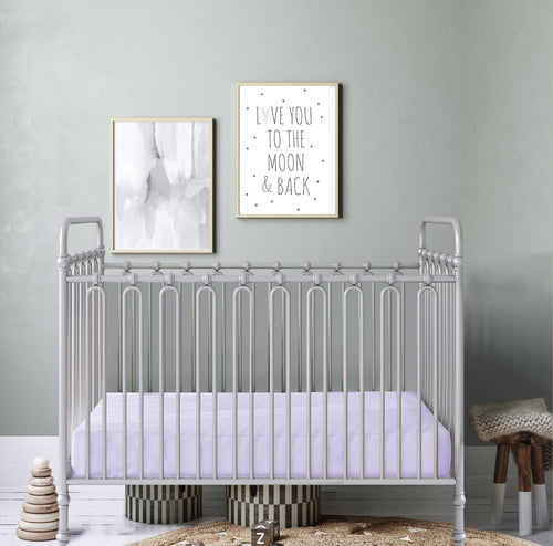 CRIB TALES CHAPTER 1 - MONOGRAM LILAC ORGANIC  COT SHEET