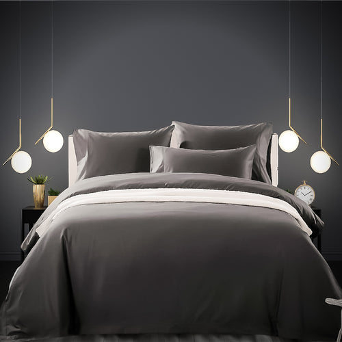 500TC SATEEN COTTON GREY DUVET COVER - SPACE GREY