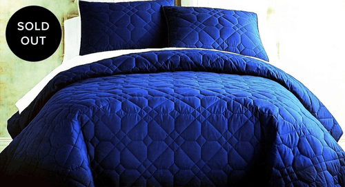 THE GLOBALIST - COBALT QUILT WITH 2 SHAMS