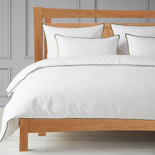 400TC PERCALE WHITE SET - PIPED DREAMS OLIVE EDIT