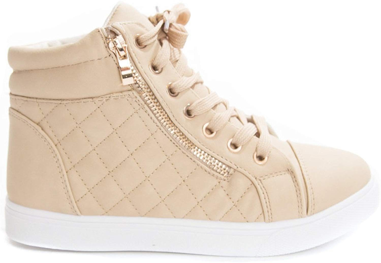 soho shoes women's leatherette quilted zipper lace up high top sneakers