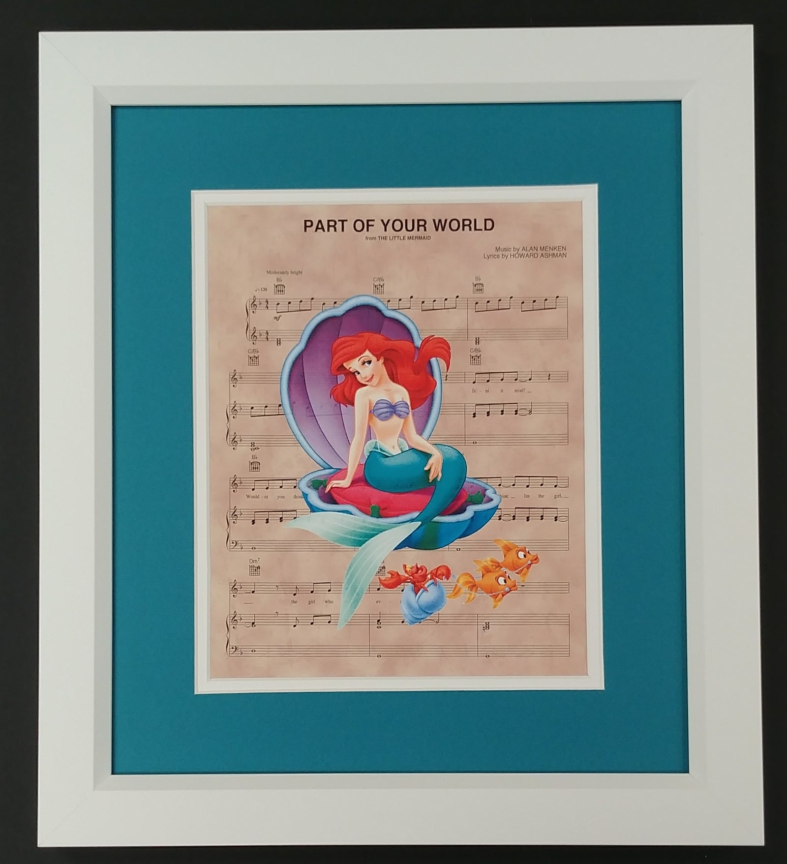 The Little Mermaid Part Of Your World Framed 8x10 Sheet Music Print Mfc Authentics Framing