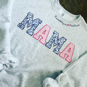 Custom Embroidered Mama Sweatshirt With Simple Embroidery Flower