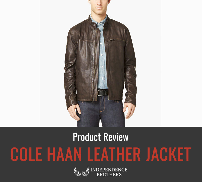 cole haan leather trucker jacket