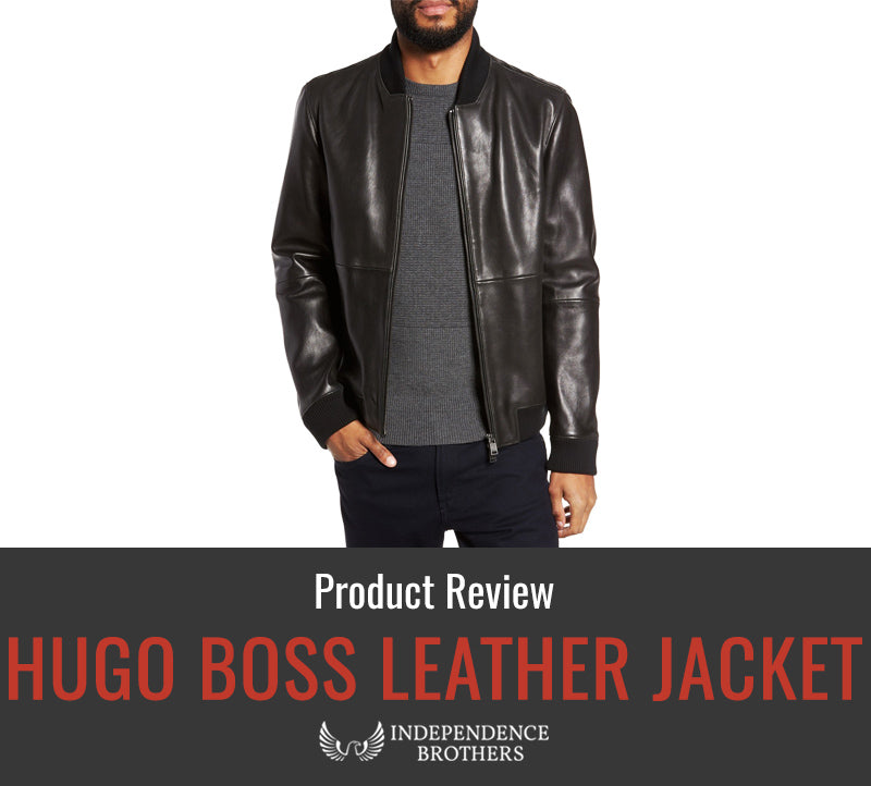 hugo boss leather jacket fur collar