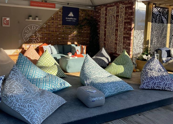 Armadillo Sun outdoor furniture and garden bean bags at Chelsea Flower Show 2021