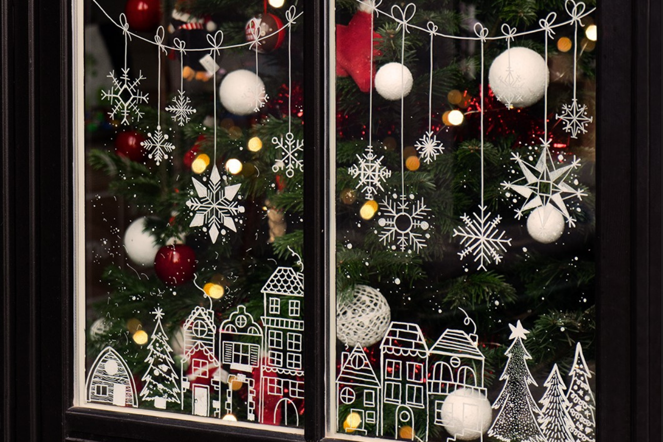 Christmas silhoettes on a window