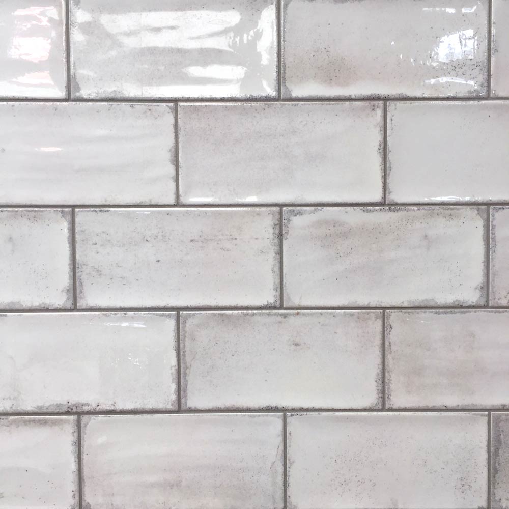 Vita White Brick Tile by Fabresa 10x20cm Ceramic Planet