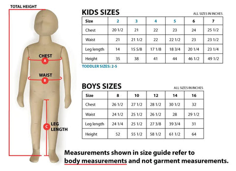 Jordan Craig Kids Size Chart