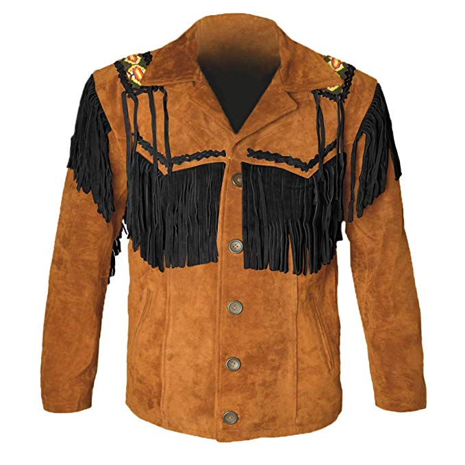 Leatheray Men's Western coat cowboy suede leather jacket with Fringes ...