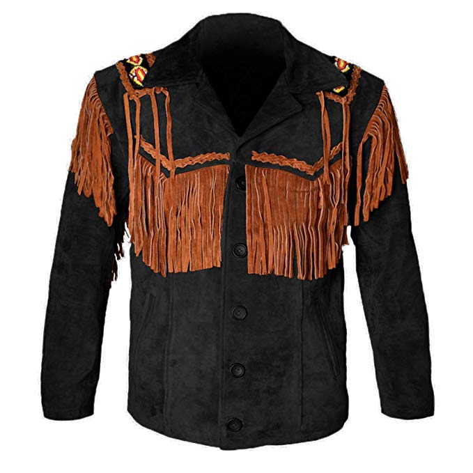 Leatheray Men's Western coat cowboy suede leather jacket with Fringes ...