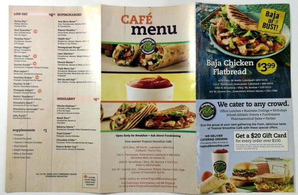 2013 TROPICAL SMOOTHIE CAFE Restaurant Menu – Vintage Menu Mania