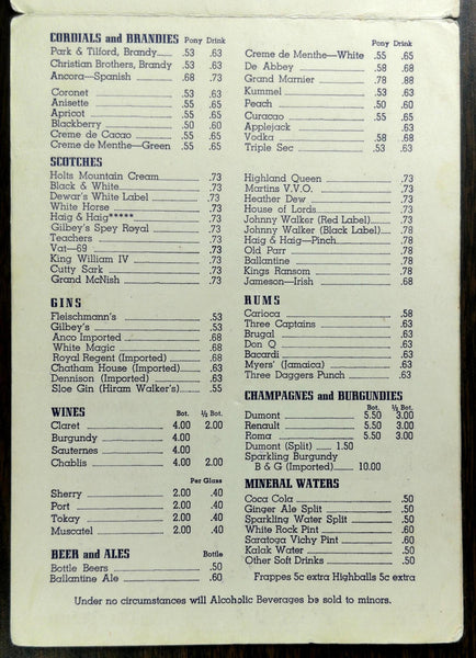 1944 Original WWII Ration Menu HOTEL DIXIE Plantation Room Restaurant ...