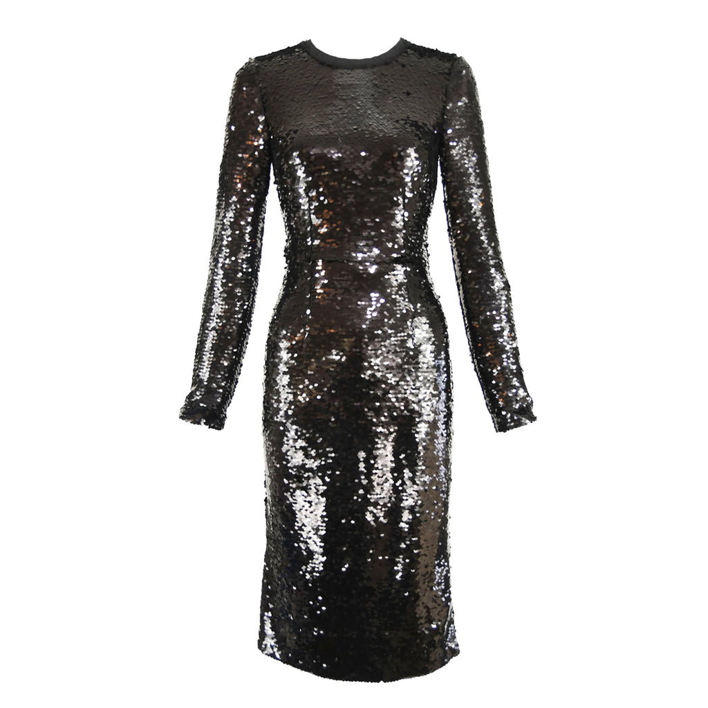 sequin dress long sleeve black