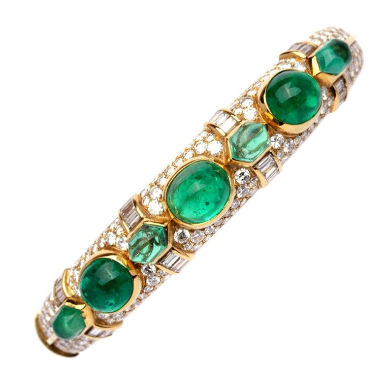 A Bulgari Emerald Diamond Bracelet 