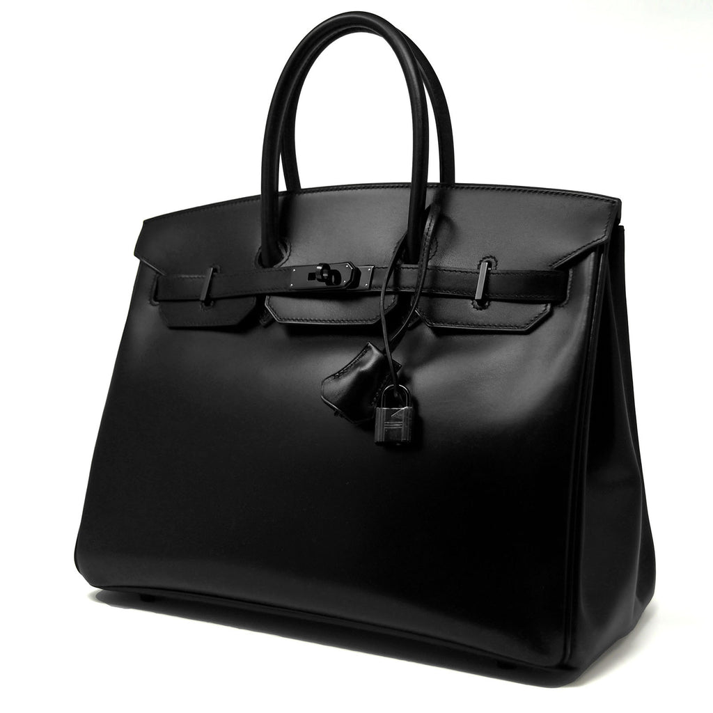 Hermes Birkin Bag 35cm So Black Box Calf with Black Hardware