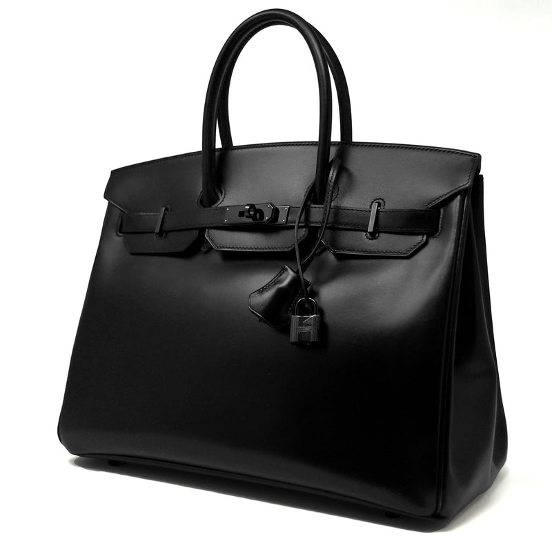 Hermes 30cm Black Box Leather Black Hardware SO Black Birkin Bag