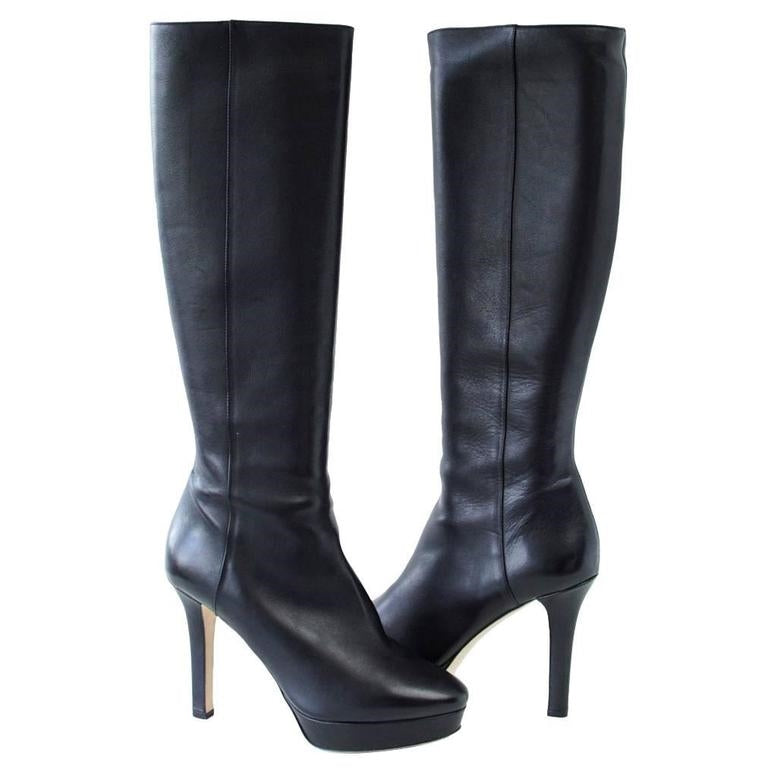 jimmy choo knee high leather boots