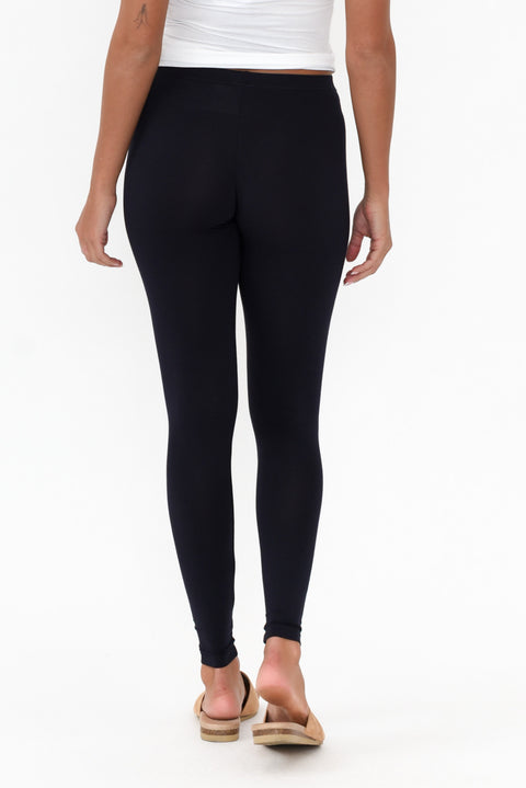 Black Micro Modal Stretch Legging - Blue Bungalow