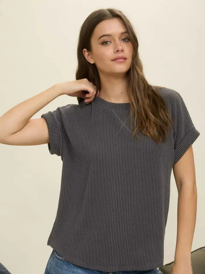 Lisa Charcoal Top