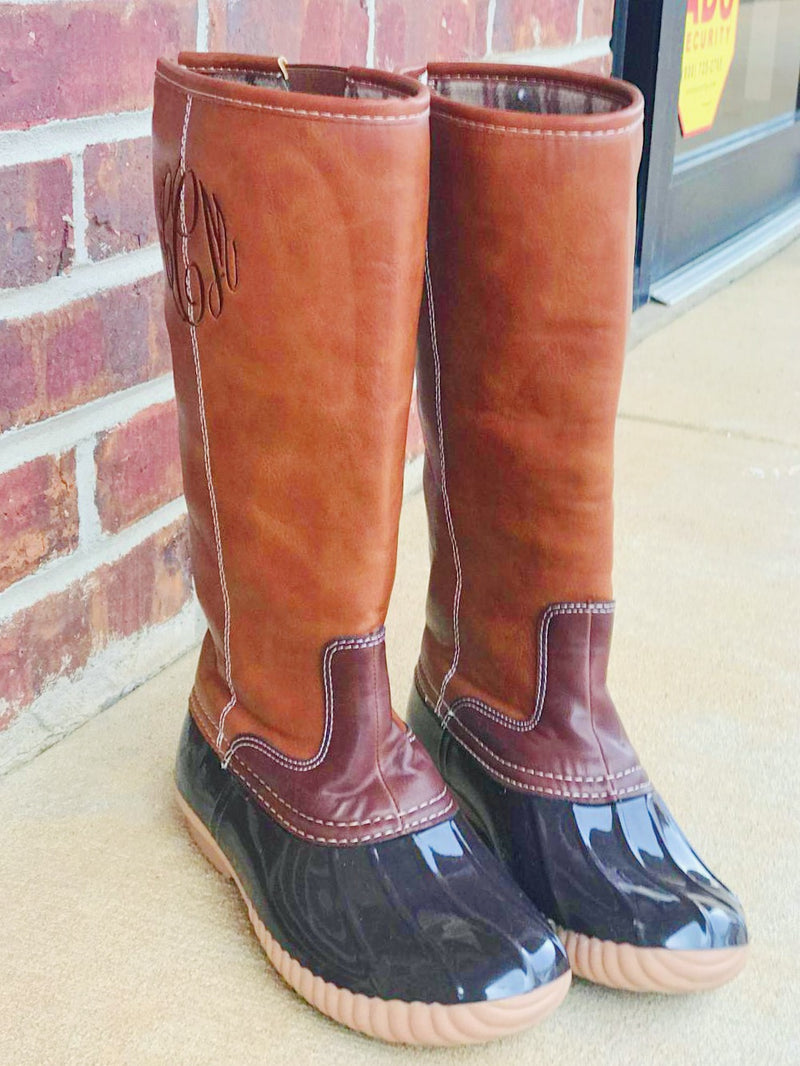 monogrammed rain boots with bows