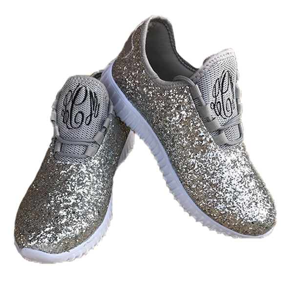 monogrammed glitter sneakers