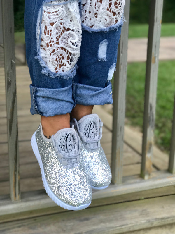 glitter bomb tennis shoes