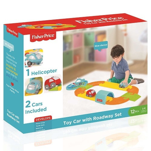 fisher price toy car with roadway set