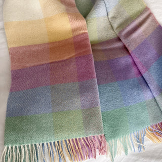 Sustainable statement/ logomania” scarf. Pure Icelandic wool. Extra large.  White\ Grey