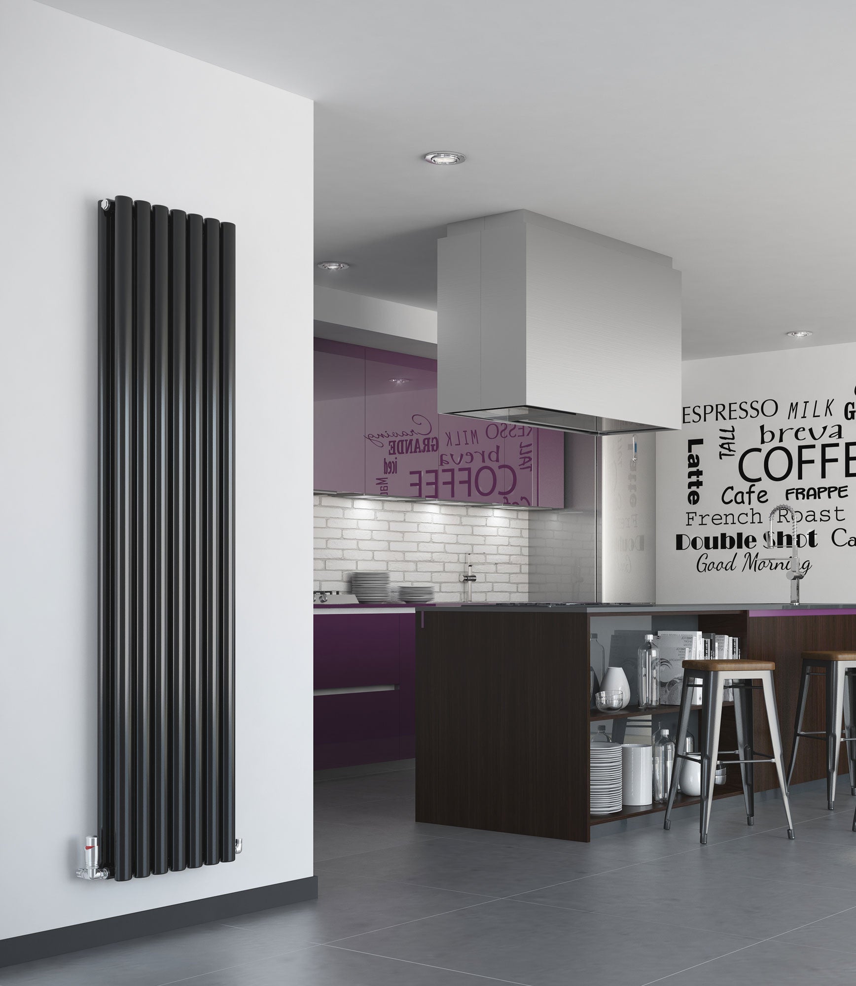 Puro Vertical Designer Radiator | Modern Oval Tubes â€“ Vida Homes  Puro Vertical Designer Radiator - Single or Double