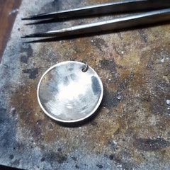 Fine silver keum boo pendant in progress, by Gemma Tremayne Jewellery